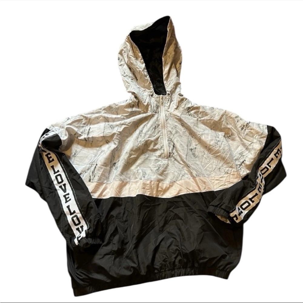 Riley & James Hooded Lightweight Windbreaker Jacket Size XL Gray and Black